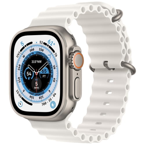 Apple Watch Ultra GPS + Cellular, 49 мм, корпус из титана, ремешок размер One Size (130-220mm) Ocean белого цвета